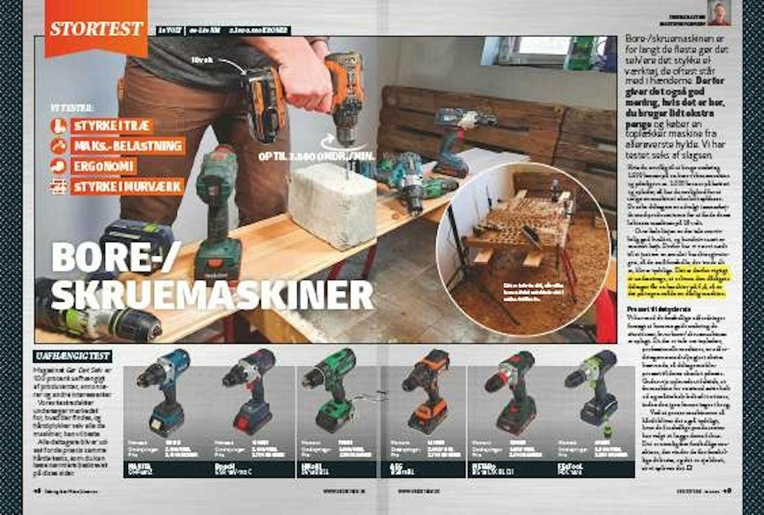 Boremaskine test Skruemaskine test